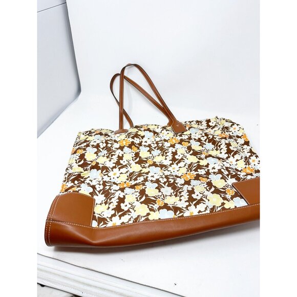 Tory Burch Ella Printed Tote Bag Reverie Combo Floral Leather Trim Nylon Large - Picture 5 of 5